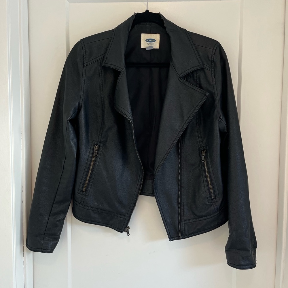 Old Navy Black Faux Leather Moto Jacket